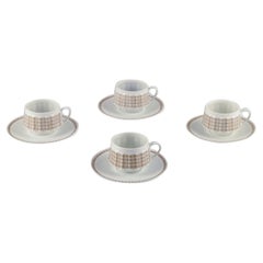 Retro Arabia, Finland, a set of four "Pallas" coffee cups with saucers. 1970s. 