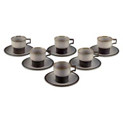 Vintage Bing & Grøndahl, "Tema", six coffee cups with saucers in stoneware. 1970s