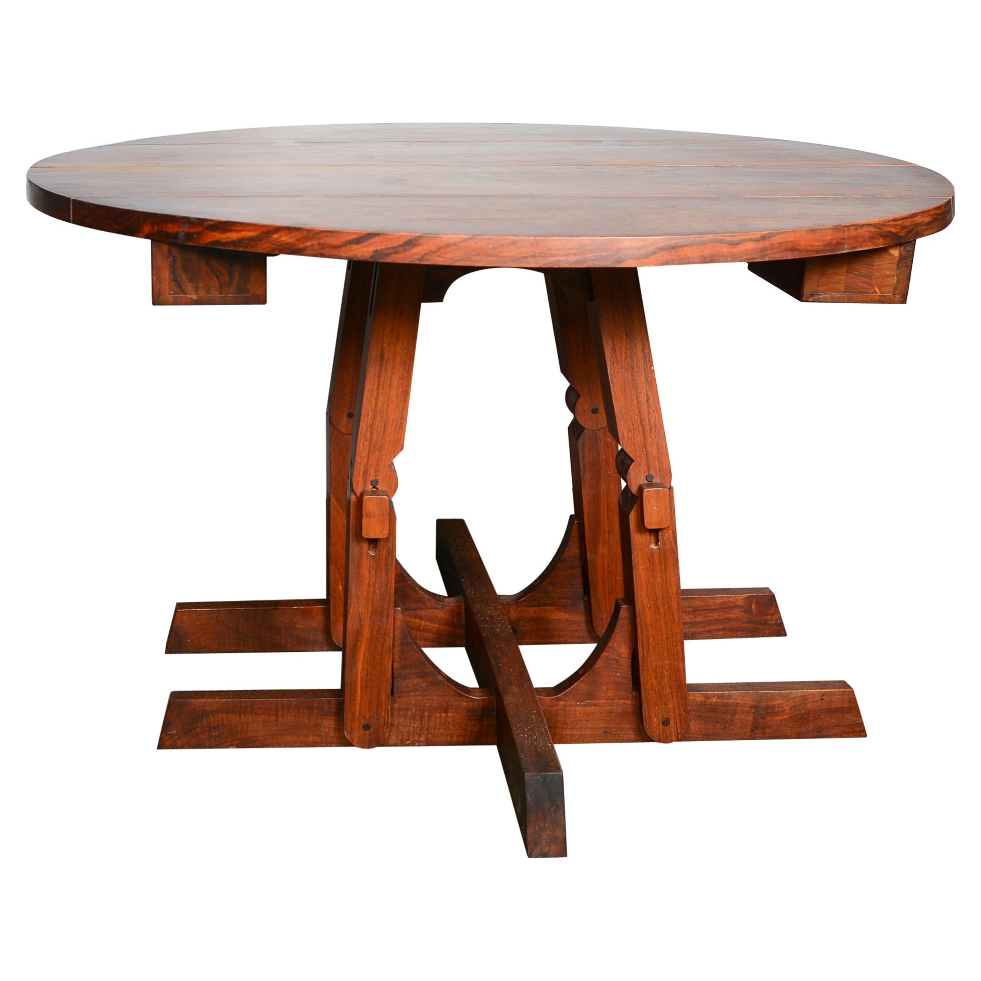 Walnut Dining Table with Four Leaves by Designer and Craftsman Morris Sheppard For Sale