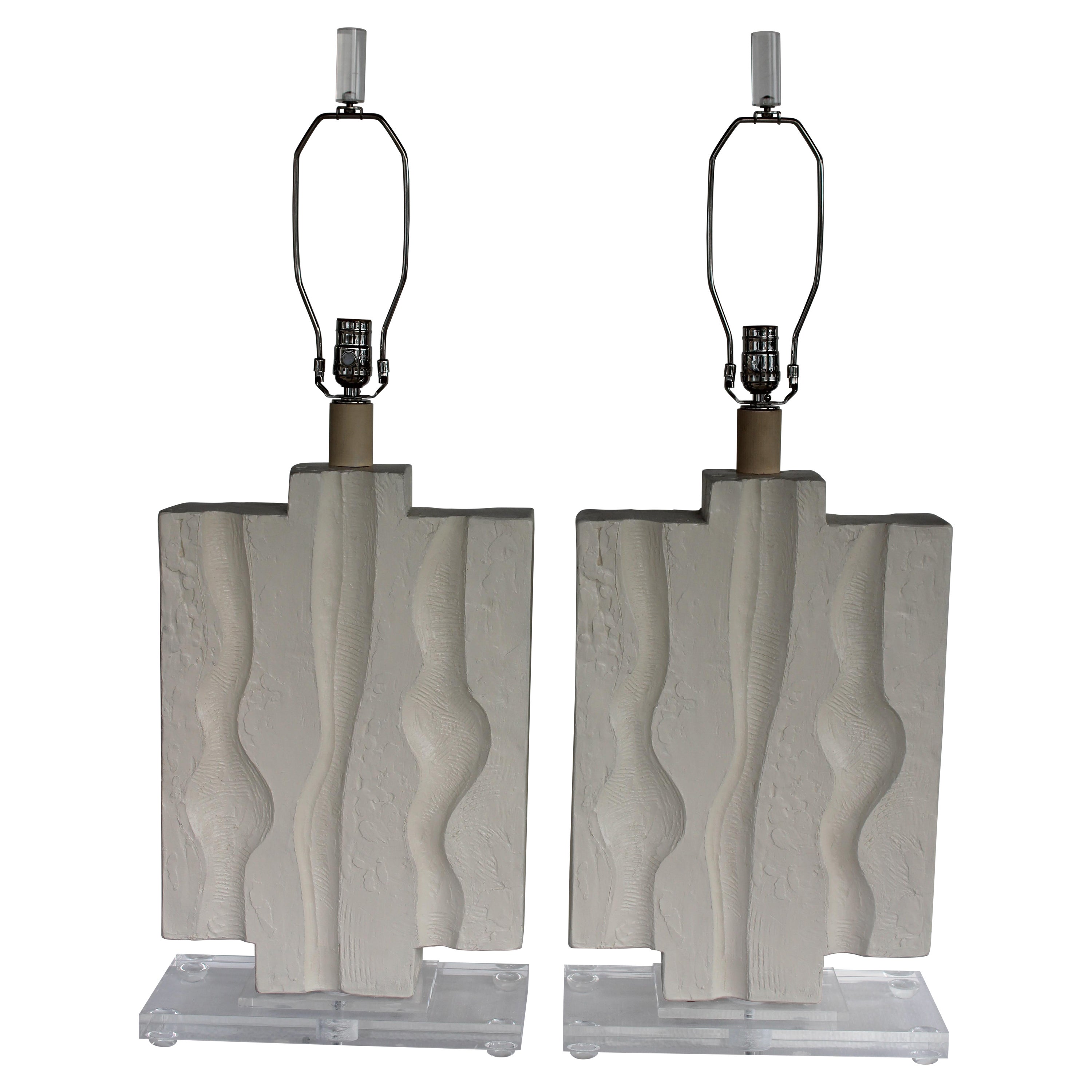 Pareja de lámparas de cerámica de Casual Lamps of California, 1987