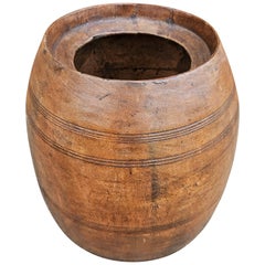 Early 20th Century Handcrafted Turned Wooden Honey / Rice Pot, Nowadays Planter