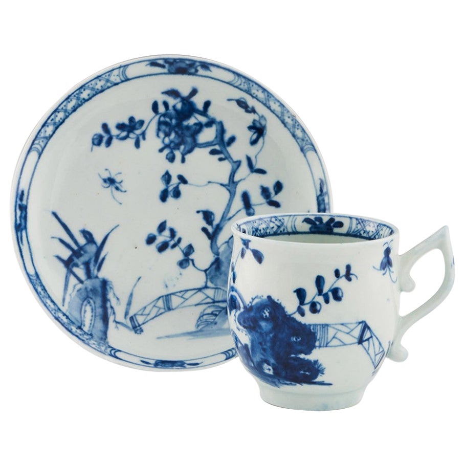  Tasse à café et soucoupe en porcelaine de Worcester - motif Warbler 1754-60 en vente