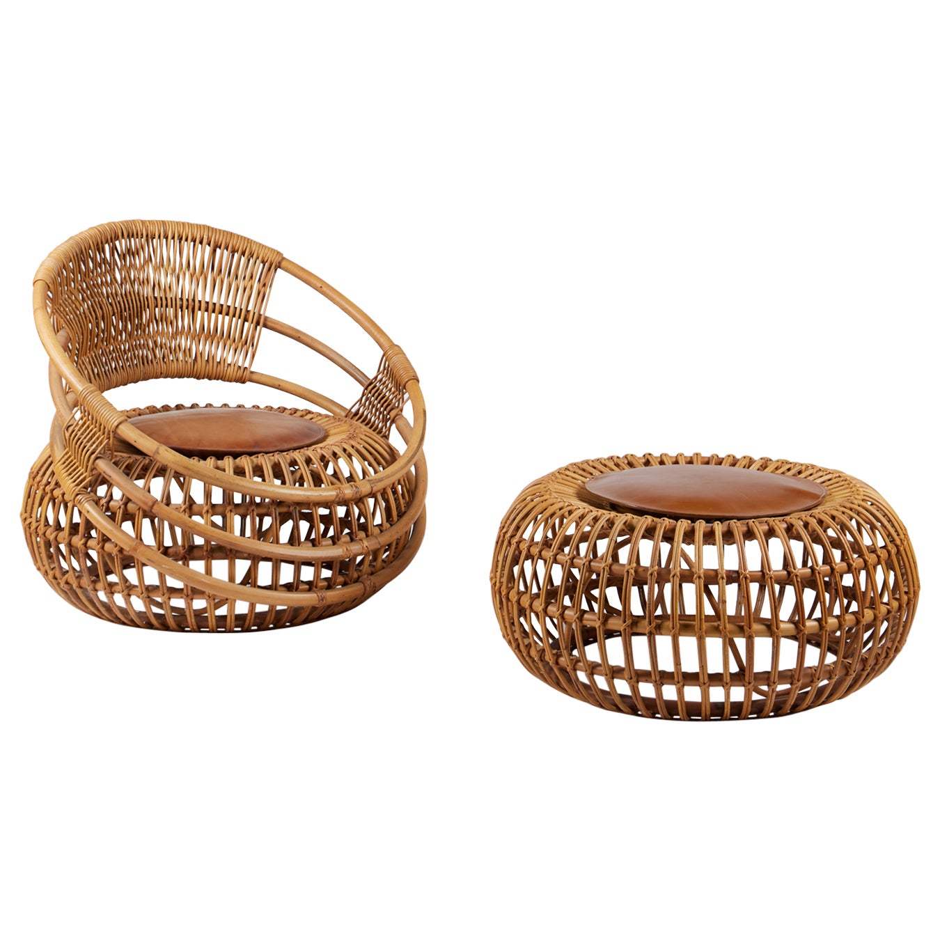 Ico Parisi, Mid-Century Modern Outdoor Set in Rattan for Bonacina, 1956 For Sale