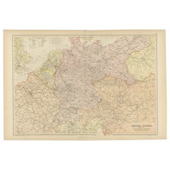 Antique Map of Central Europe Showing The Railways and The Political Bounderies