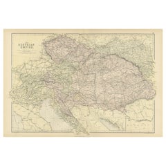 Originale antike Karte des Österreichischen Kaiserreichs, 1882