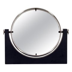 Vintage  Swivelling Table vanity mirror with black marble base, Italy 1960s