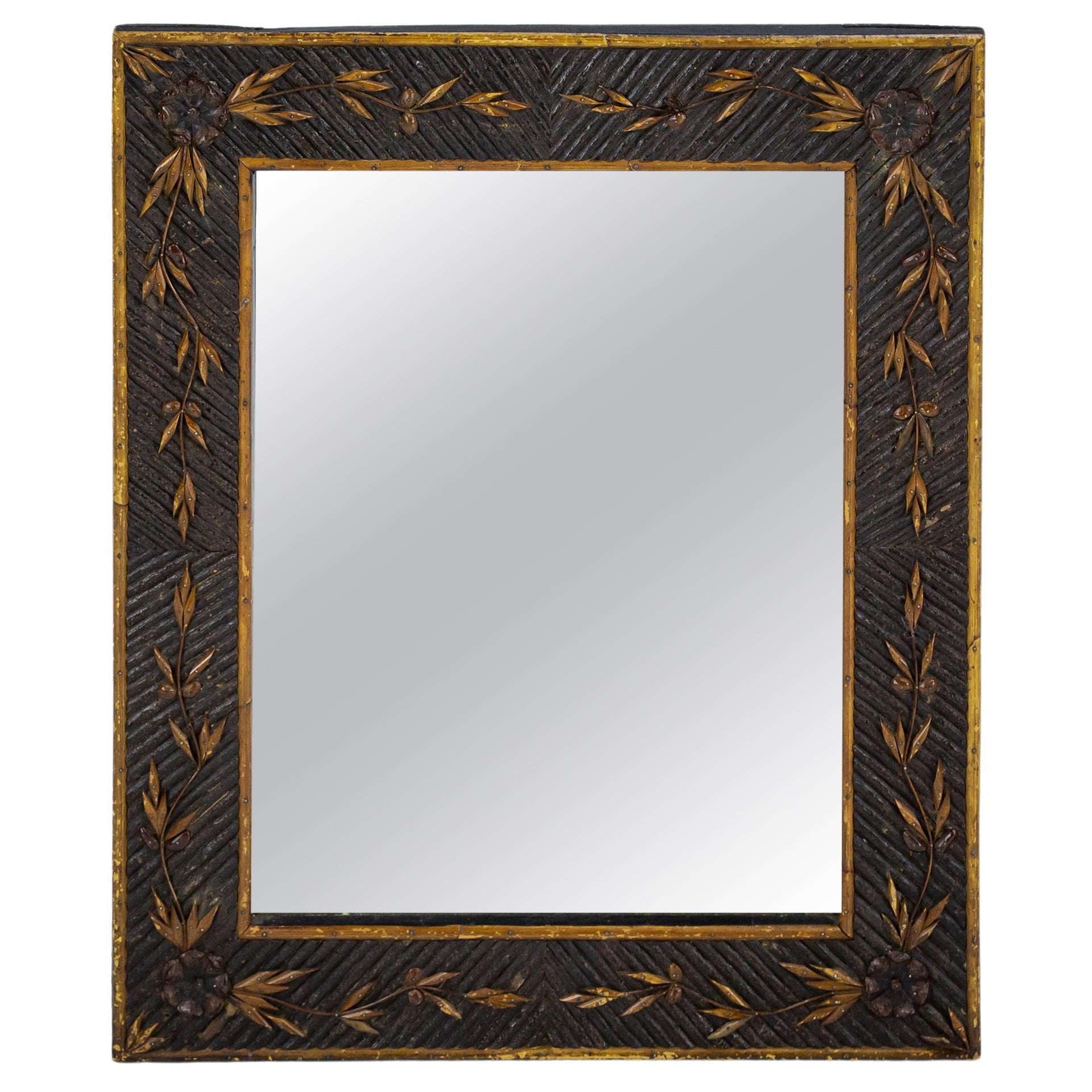 Exceptional Early 20th Century Twig Work Mirror.  For Sale