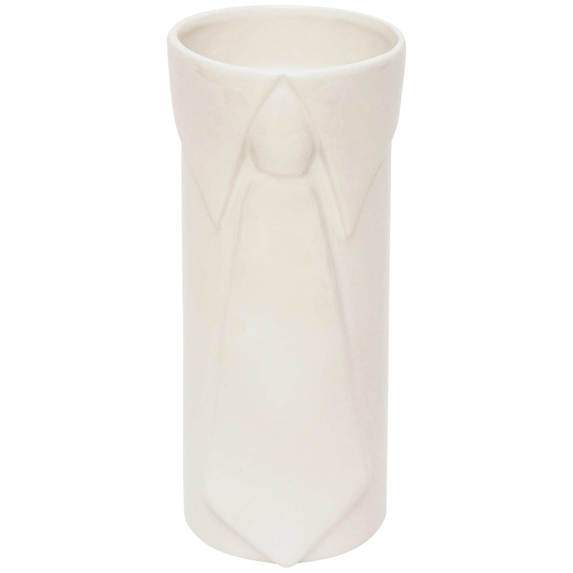 Raymor Pop Art Off-White Gazed Ceramic Vase Italian Vintage For Sale