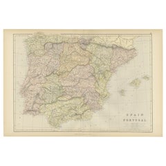 Carte ancienne d'Espagne et du Portugal, 1882