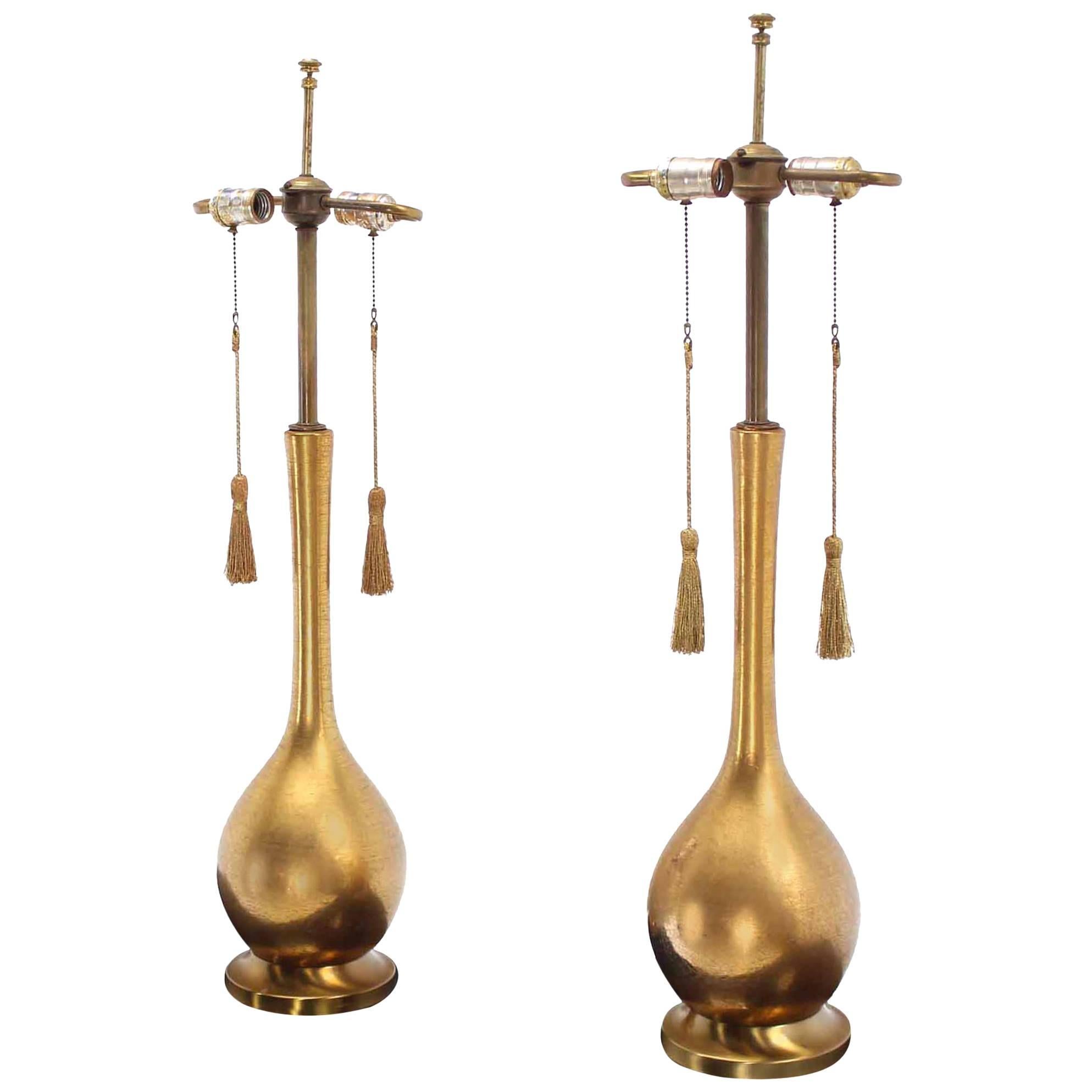 Pair of Vintage Gold Finish Table Lamps