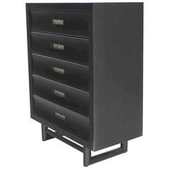 Five Drawers Ebonized High Chest Floating Over Frame Shape Base
