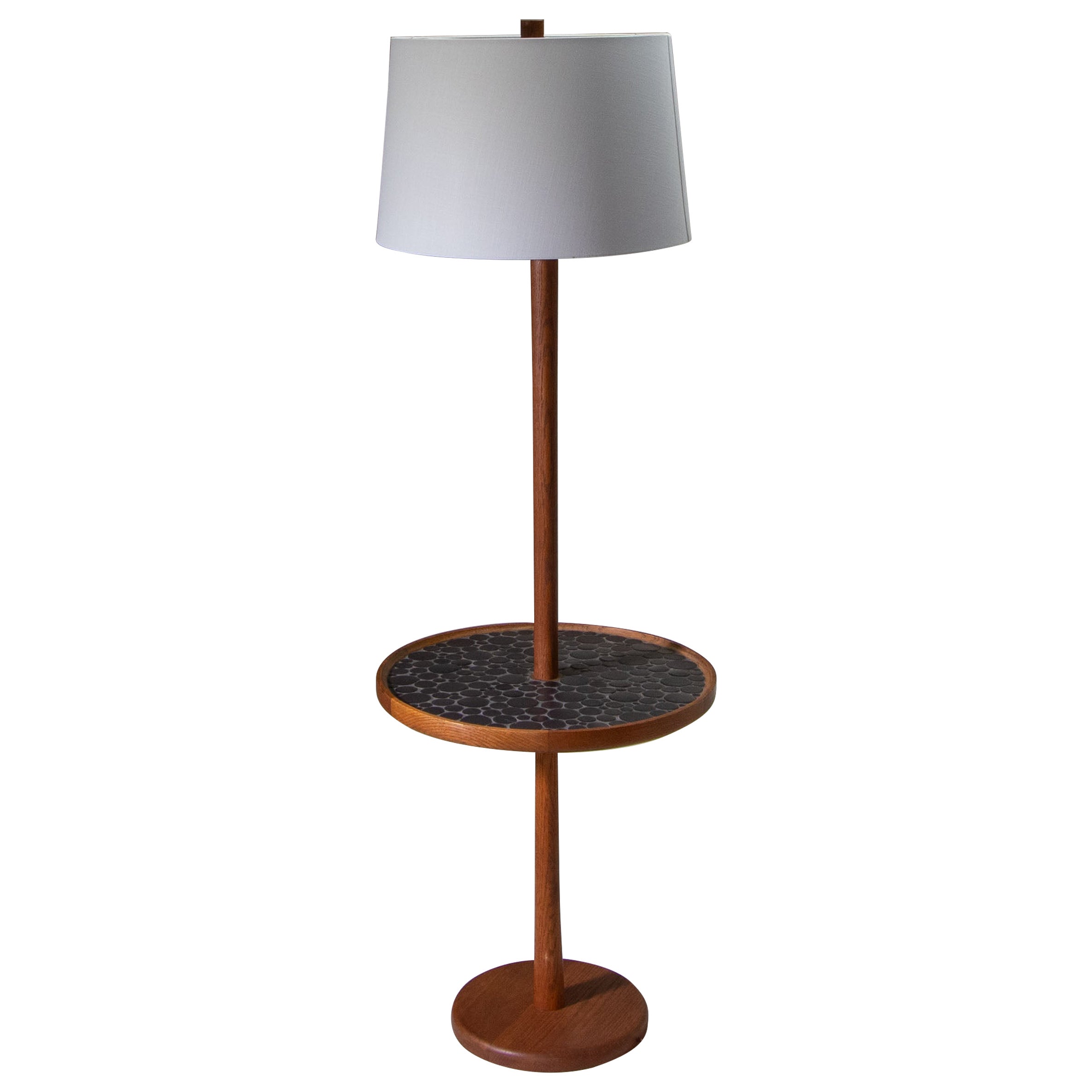 Gordon and Jane Martz Gray Coin W4 tile Top Floor lamp for Marshall Studios teak