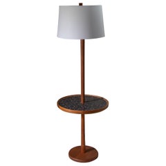 Retro Gordon and Jane Martz Gray Coin W4 tile Top Floor lamp for Marshall Studios teak