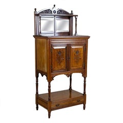 19th-Century Small Walnut Cabinet With the Motif of Sunflowers by George Davis