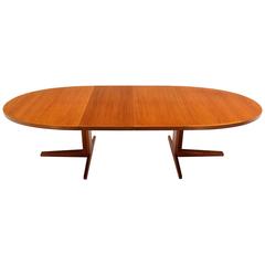 Danish Mid Century Modern Teak Dining Table with Two Leaves