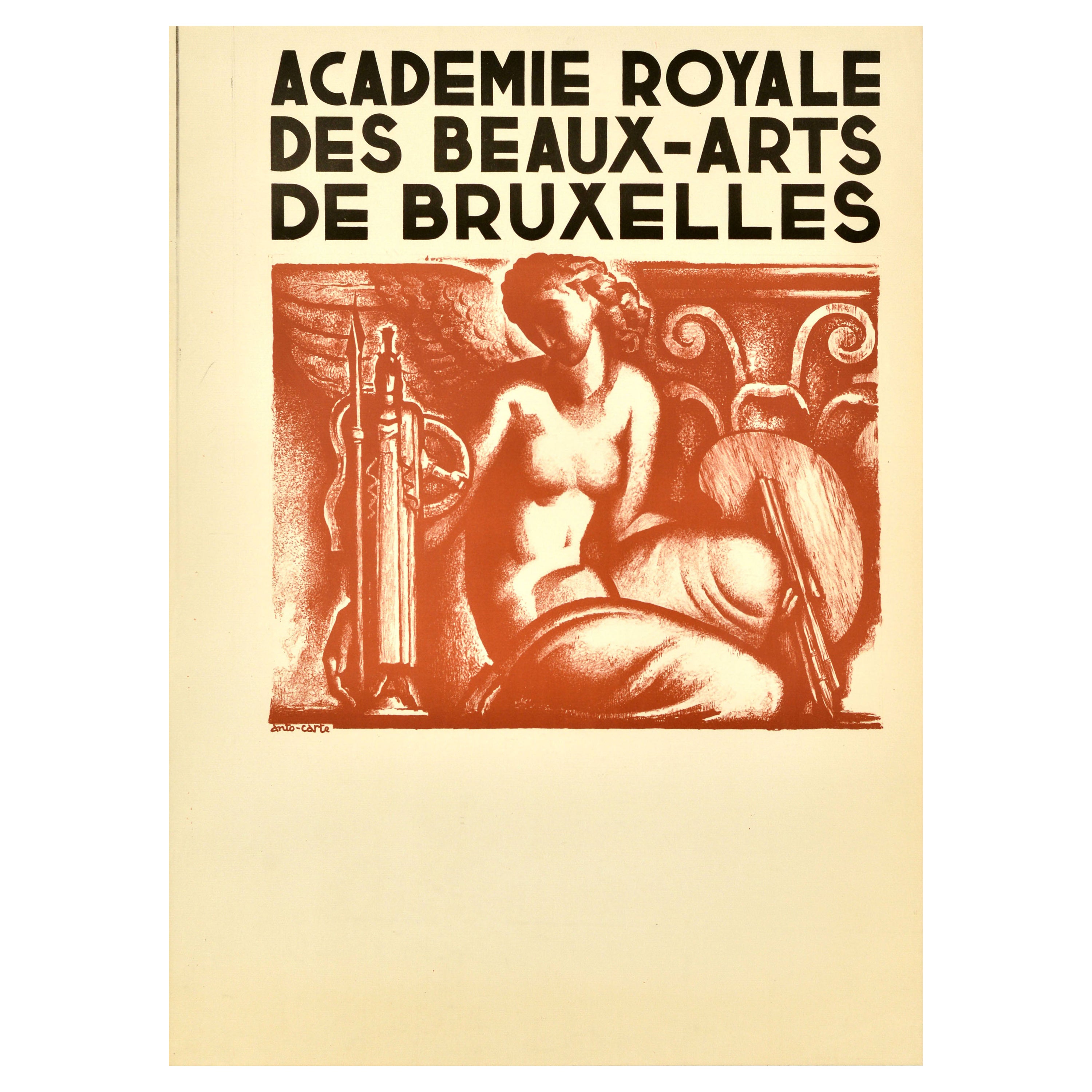 Affiche publicitaire originale de l'Académie royale des beaux-arts de Bruxelles