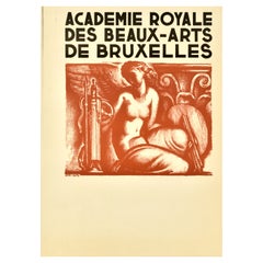 Original-Vintage-Werbeplakat Royal Academy of Fine Arts Brüssel, Carte