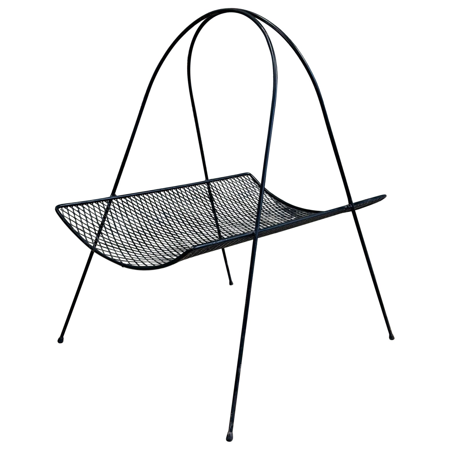 Black Wrought Iron Mesh Log Holder, 1960