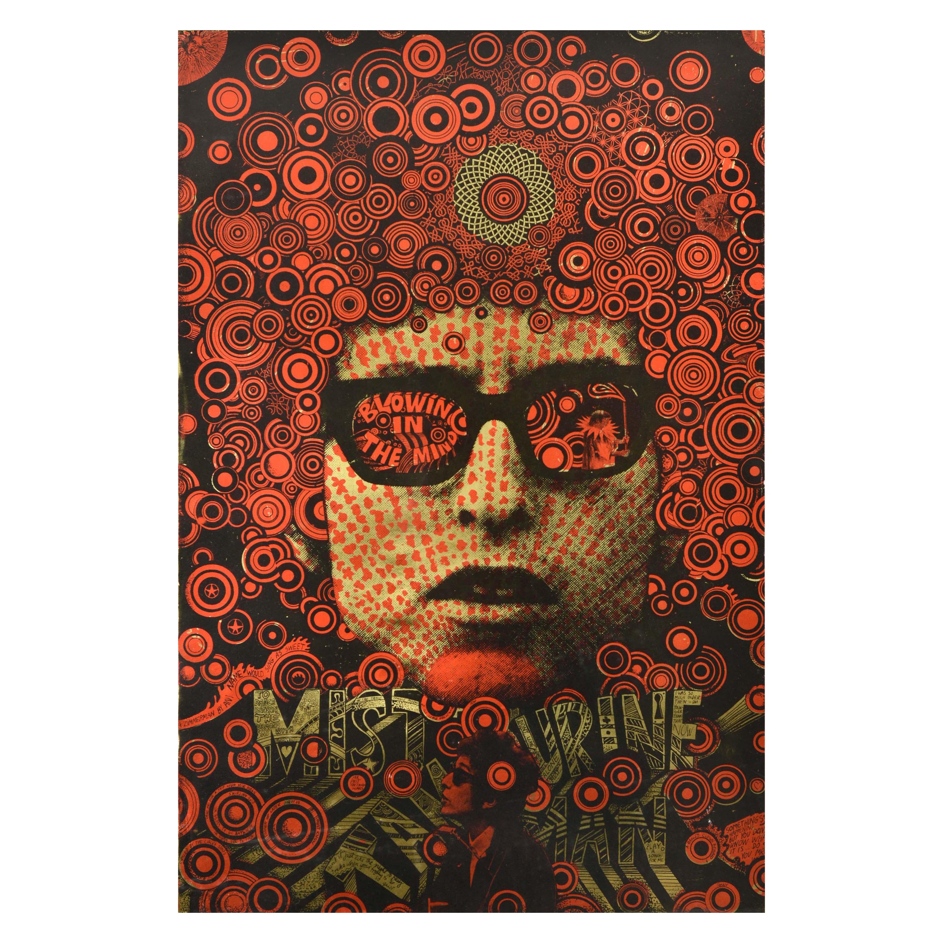 Original Vintage Music Poster Bob Dylan Blowin In The Mind Martin Sharp Design