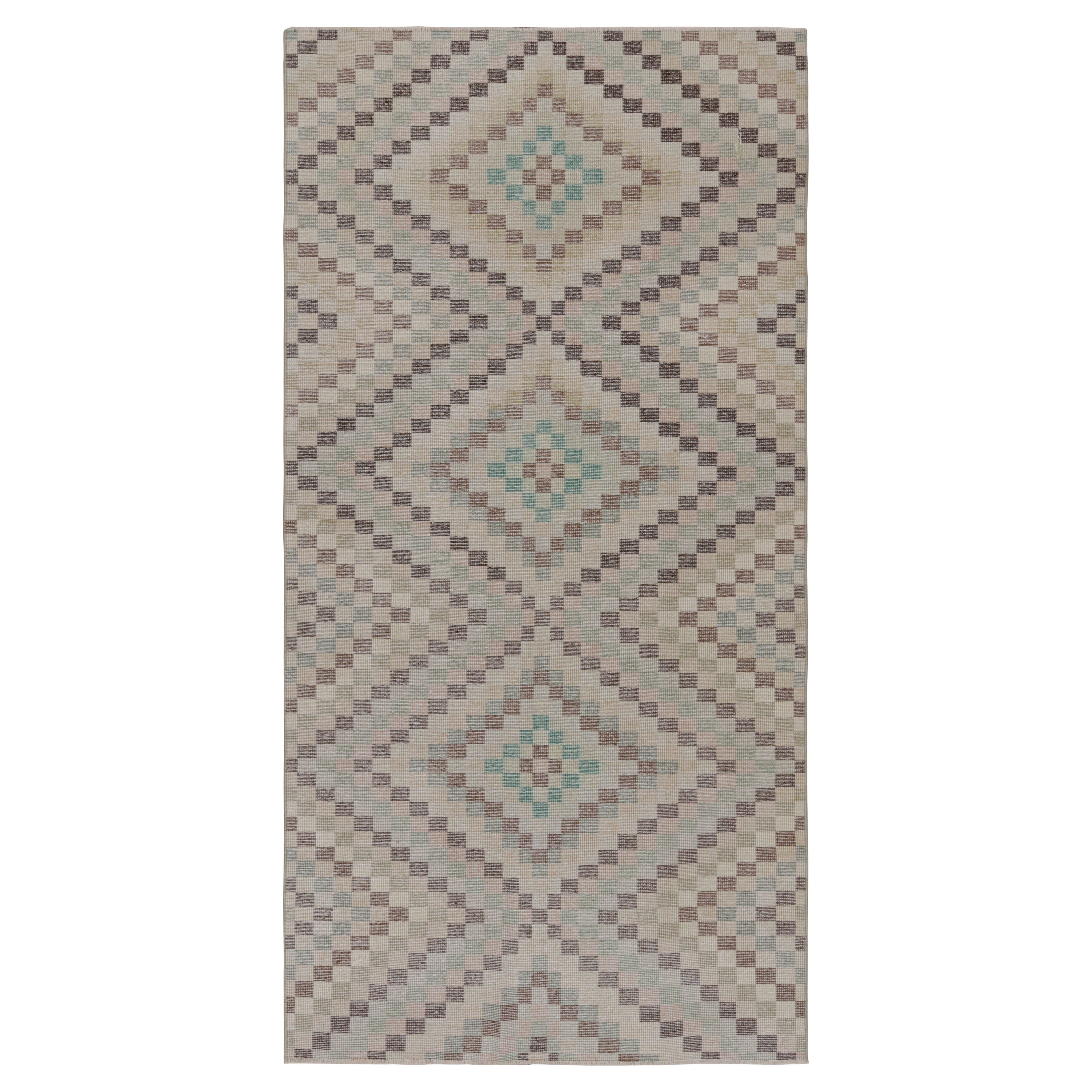 Vintage Zeki Müren Runner Rug, with Geometric Patterns, from Rug & Kilim