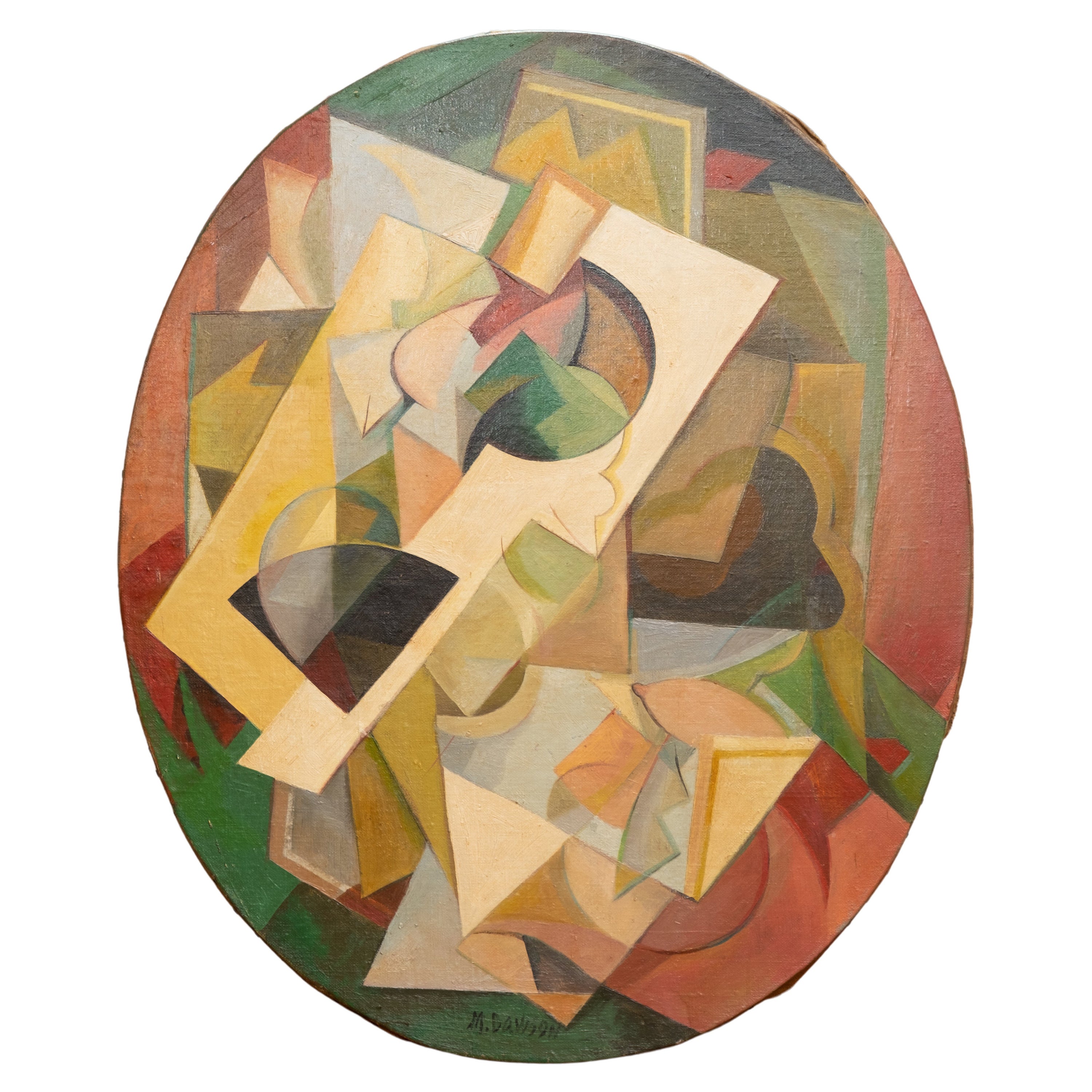 Peinture abstraite cubiste signée M Dawson huile sur toile Manierre Dawson en vente
