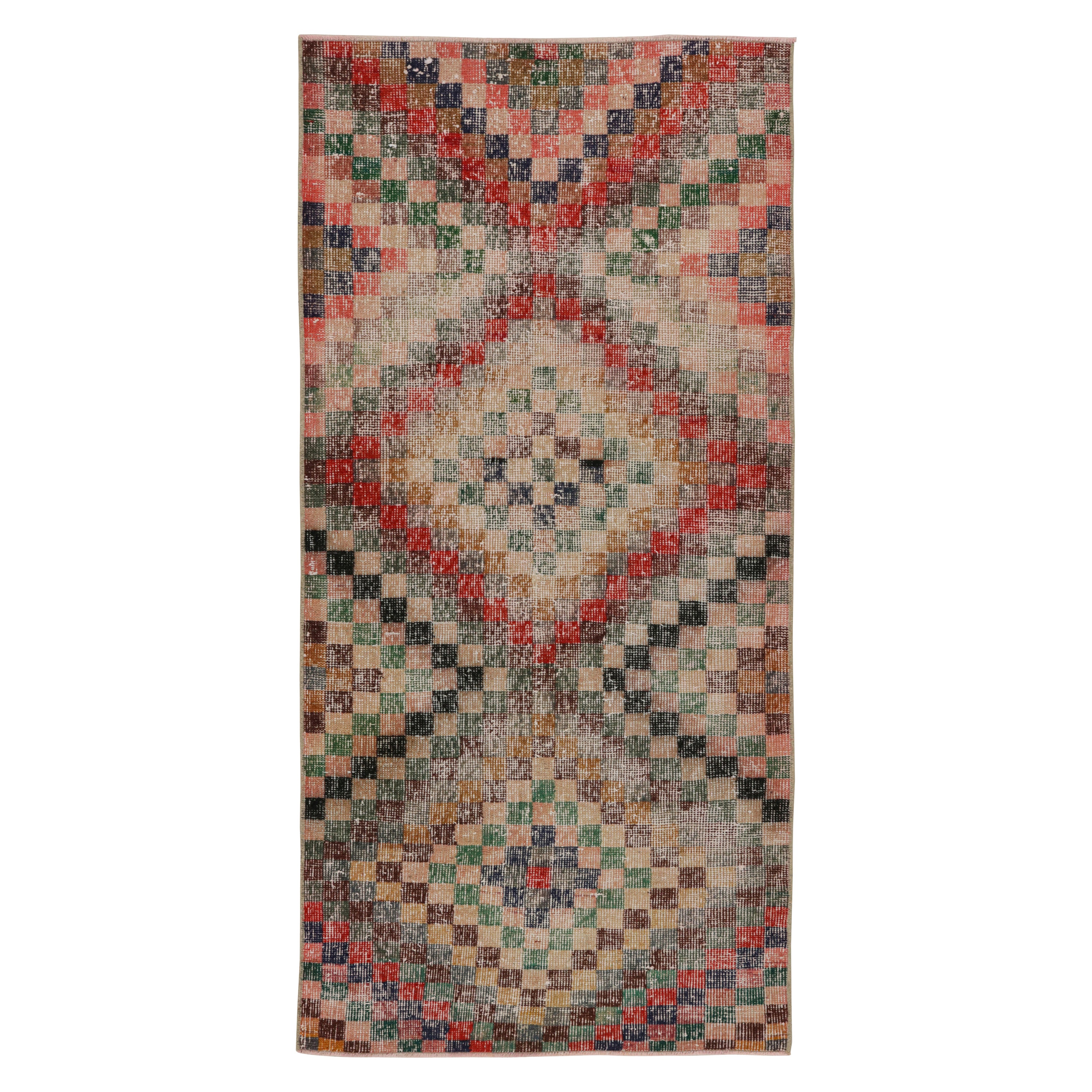 Vintage Zeki Müren Runner Rug, with Geometric Patterns, from Rug & Kilim
