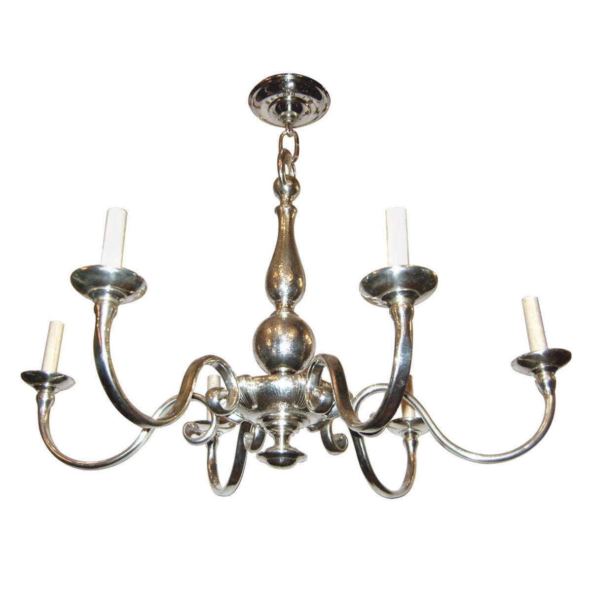 Pair of English Silver Plated Chandeliers, Sold Individually