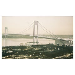 Verrazano Bridge New York Large folio 1960's Night Silver Gelatin Photograph
