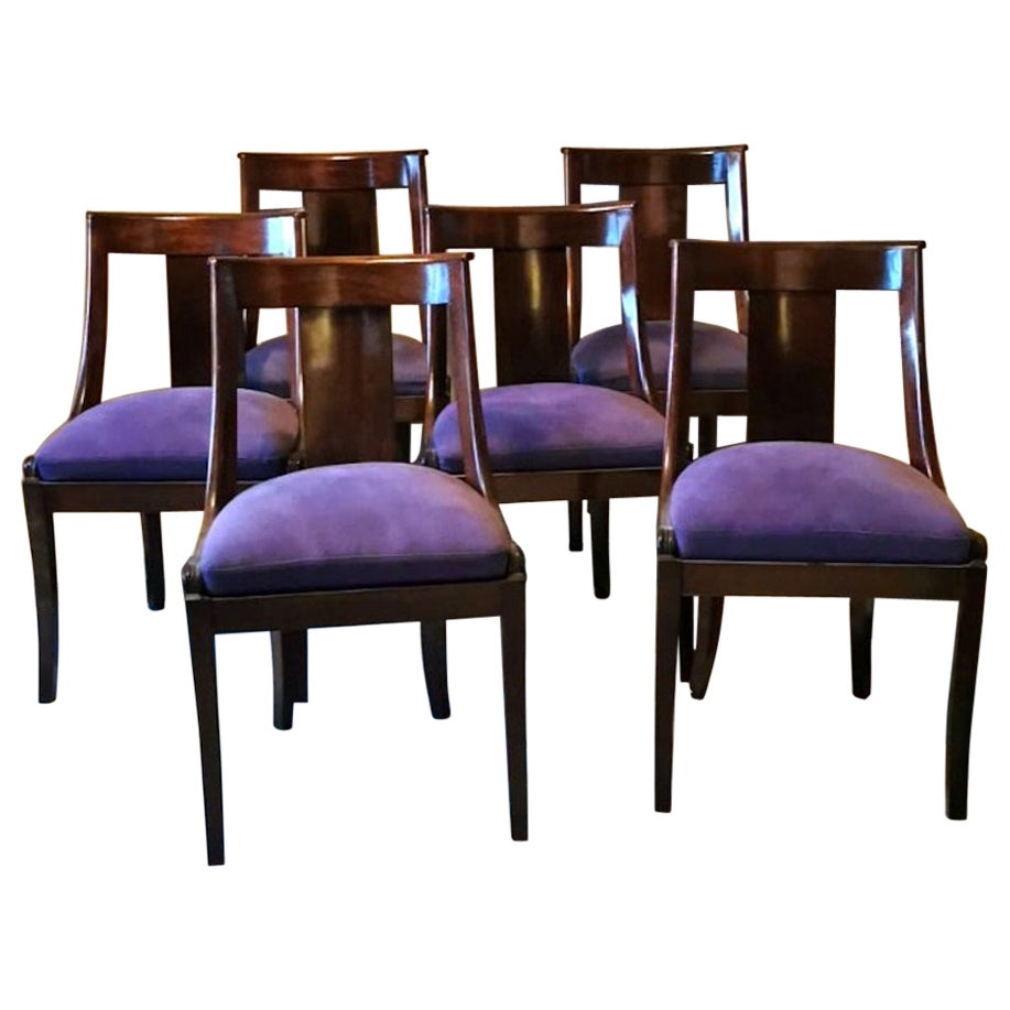 Empire Style Six French Chairs " Gondola" Model  For Sale