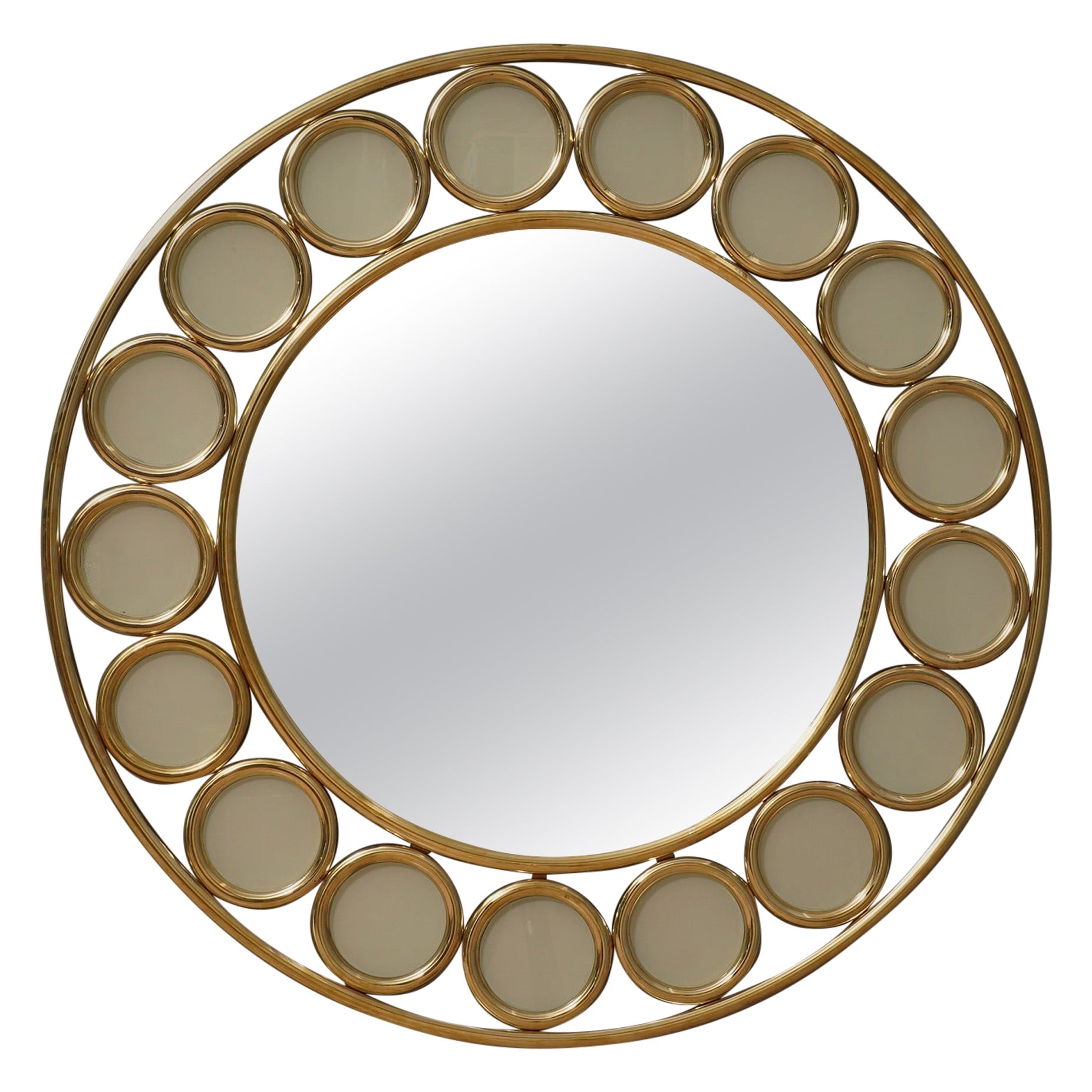 Brass and Cream Glass Console / Wall Mirror, 2000