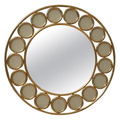 Brass and Cream Glass Console / Wall Mirror, 2000