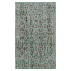 Retro Zeki Müren Rug in Teal with Geometric Patterns, from Rug & Kilim