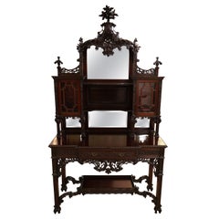 Used Edwards & Roberts 19th Century Chinese Chippendale Mahogany Etagere Cabinet