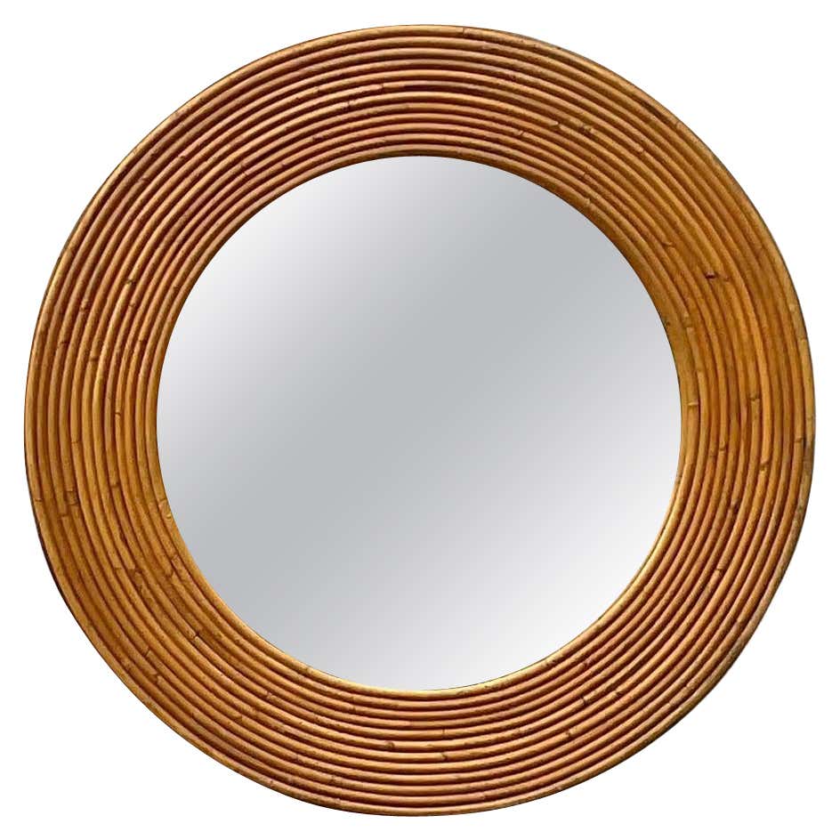 Vintage Coastal Waterfall Pencil Reed Mirror For Sale at 1stDibs