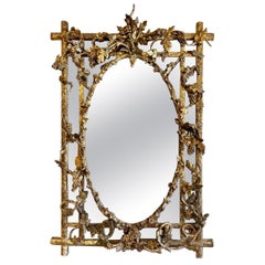 Antique French Louis XVI Giltwood Tree Mirror