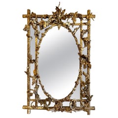 Miroir d'arbre français Louis XVI en bois doré