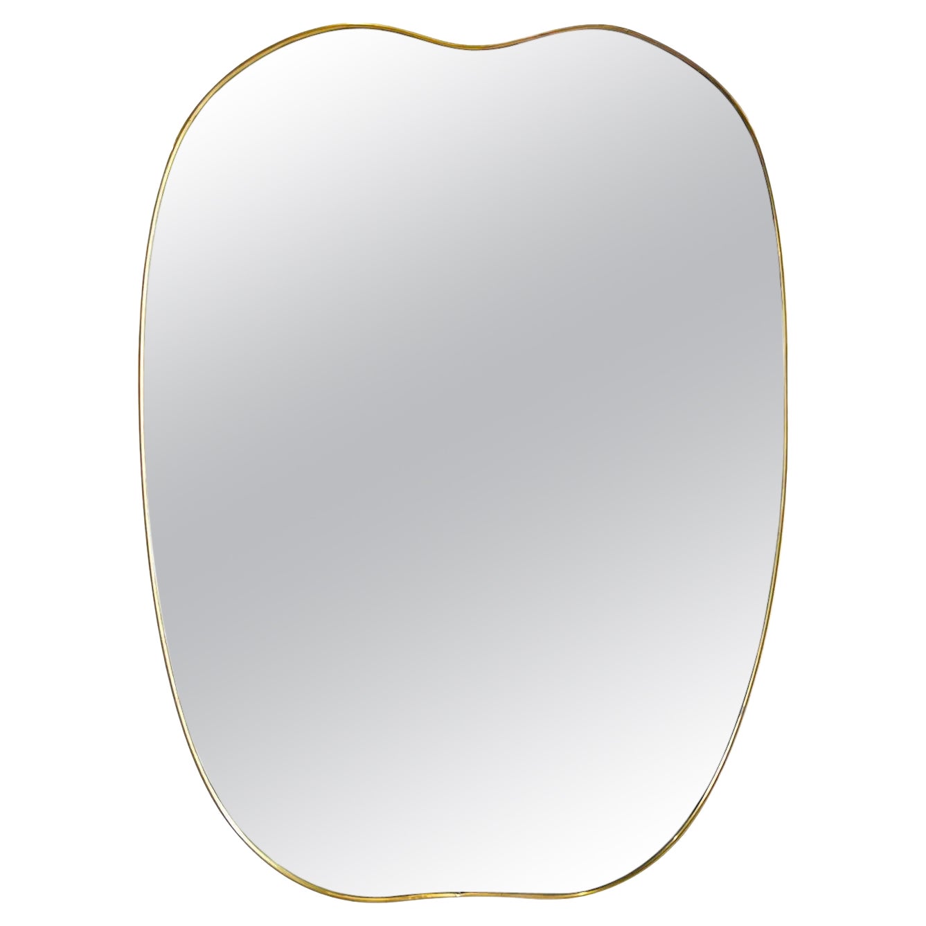20th Century Italian Mid-Century Modern Vintage Polished Brass Wall Glass Mirror