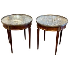 Antique Pair of French Directoire' Mahogany Boulliotte Tables