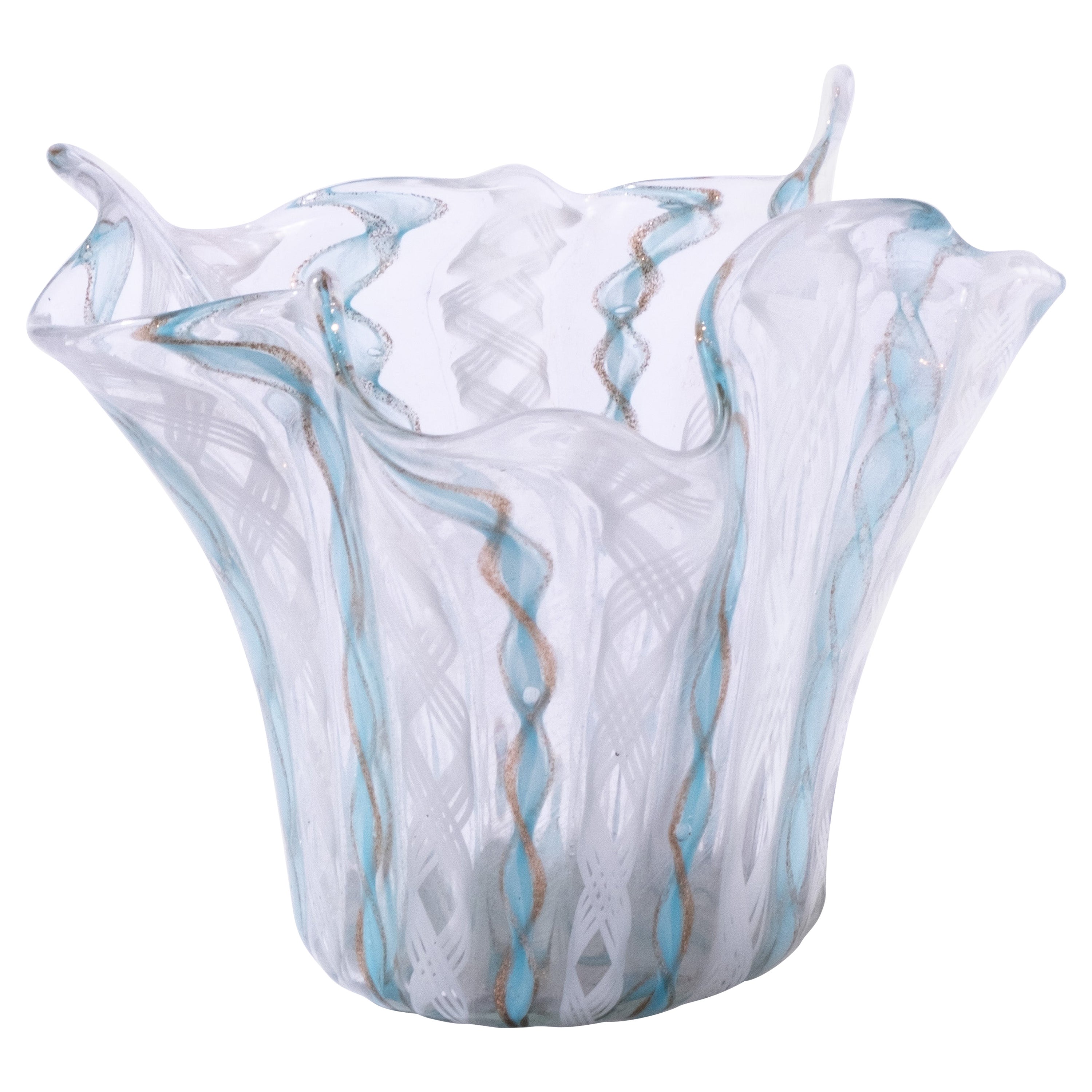 Venini Murano Art Glass Mid Century Fazzoletto Handkerchief Vase