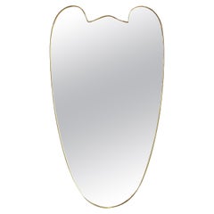 20ème siècle Italian Mid-Century Modernist Vintage Oval Brass Wall Glass Mirror