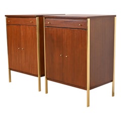 Paul McCobb Connoisseur Collection Mahogany and Brass Servers or Bar Cabinets