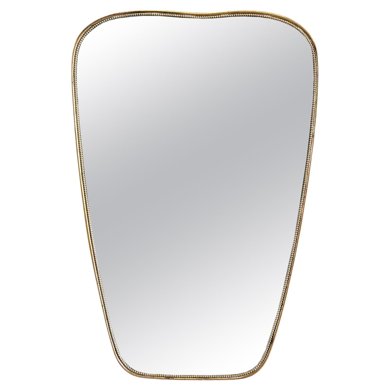 20th Century Italian Modernist Vintage Mid-Century Brass Wall Glass Mirror For Sale