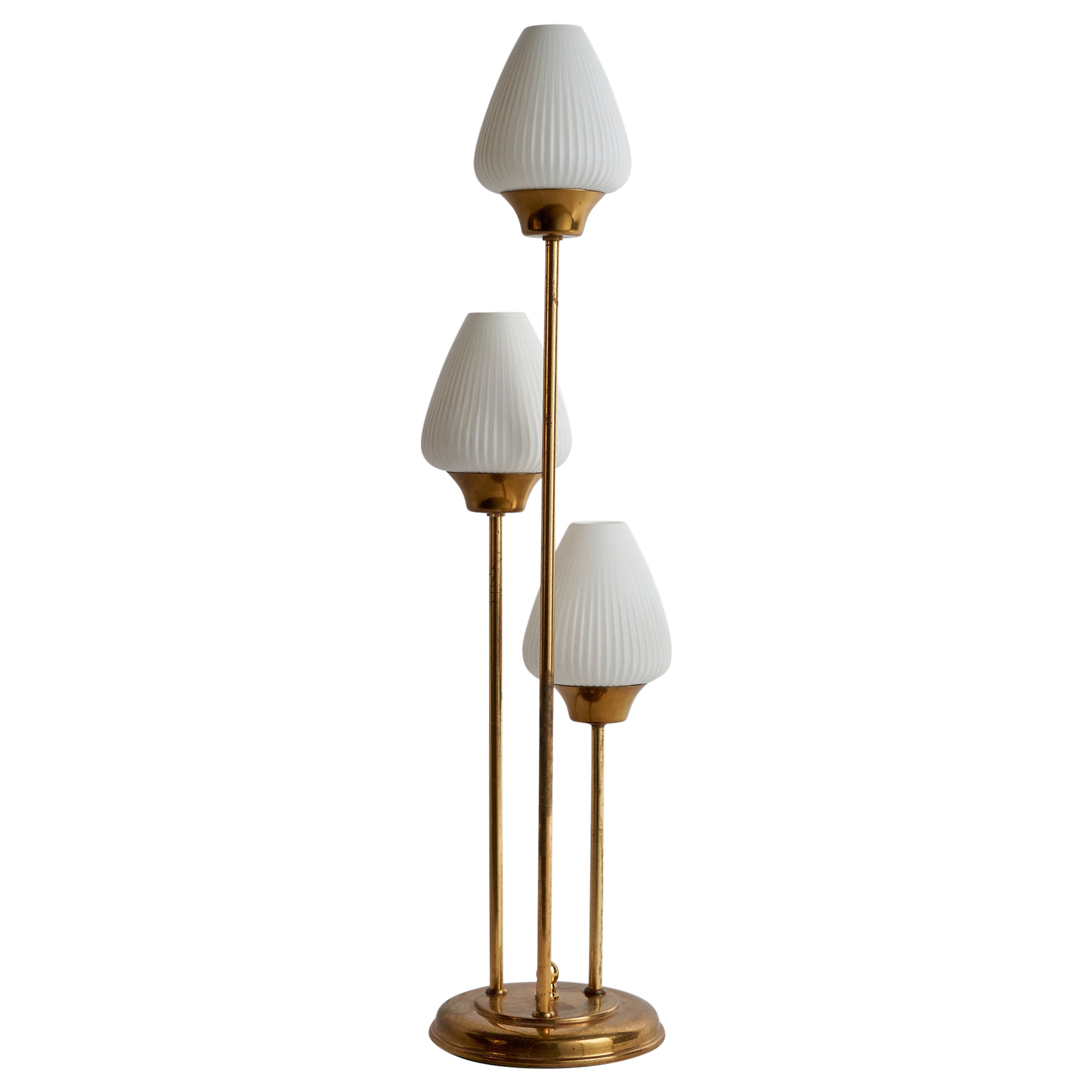 Abo Randers, Table Lamp, Brass, Glass, Denmark, 1970s For Sale