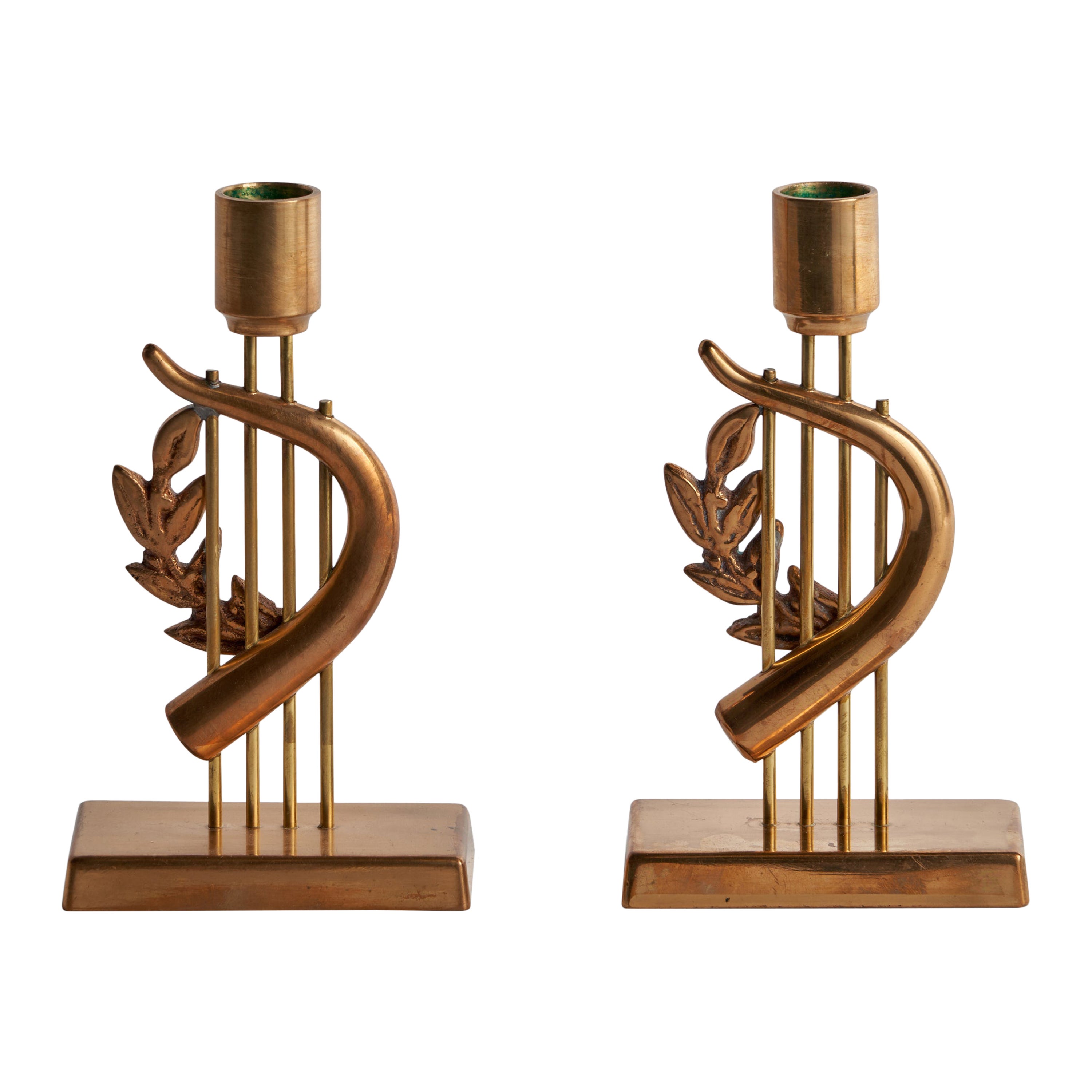 Swedish Designer, Candlesticks, Brass, Sweden, 1976