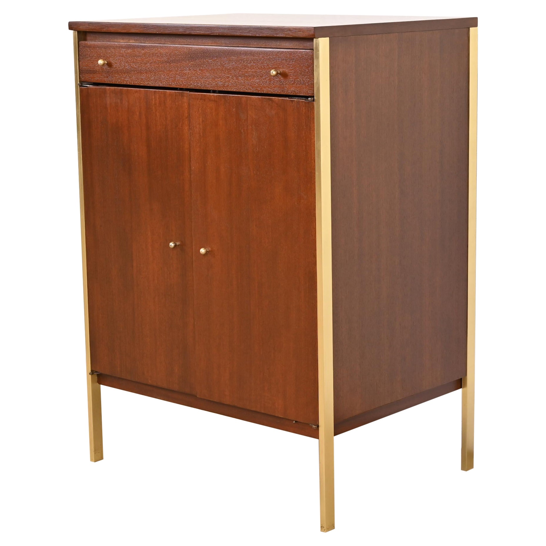 Paul McCobb Connoisseur Collection Mahogany and Brass Server or Bar Cabinet For Sale