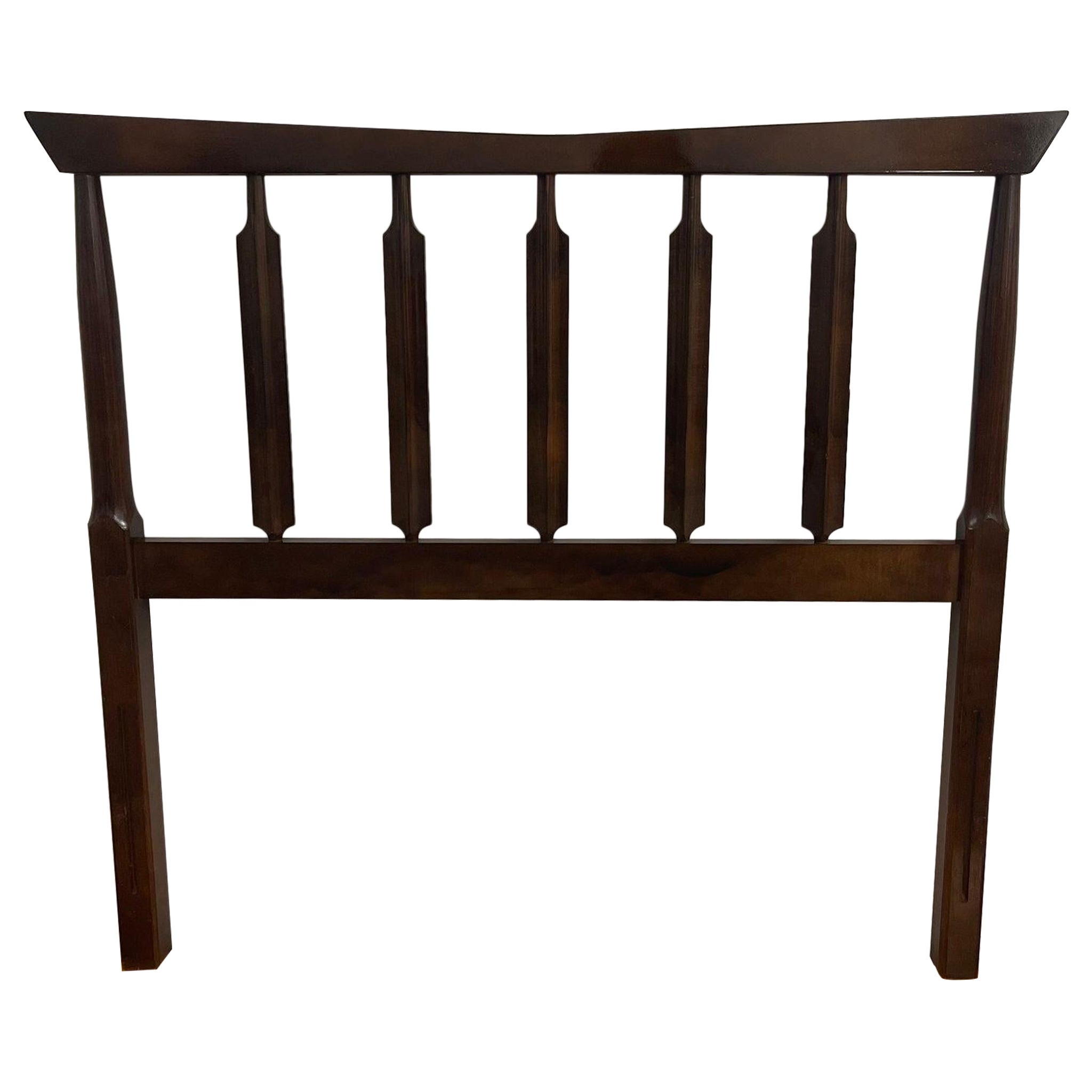 Vintage Wooden Spindle Twin Headboard With Metal Frame.