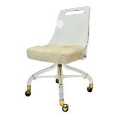 Lucite & Brass Vanity Chair by Hill Manufacturing, USA 1960's