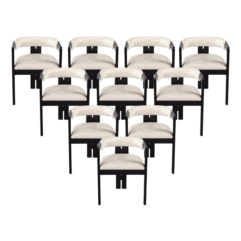Set 10 of Carrocel Custom Modern Curved Dining Chairs Zeno For Sale