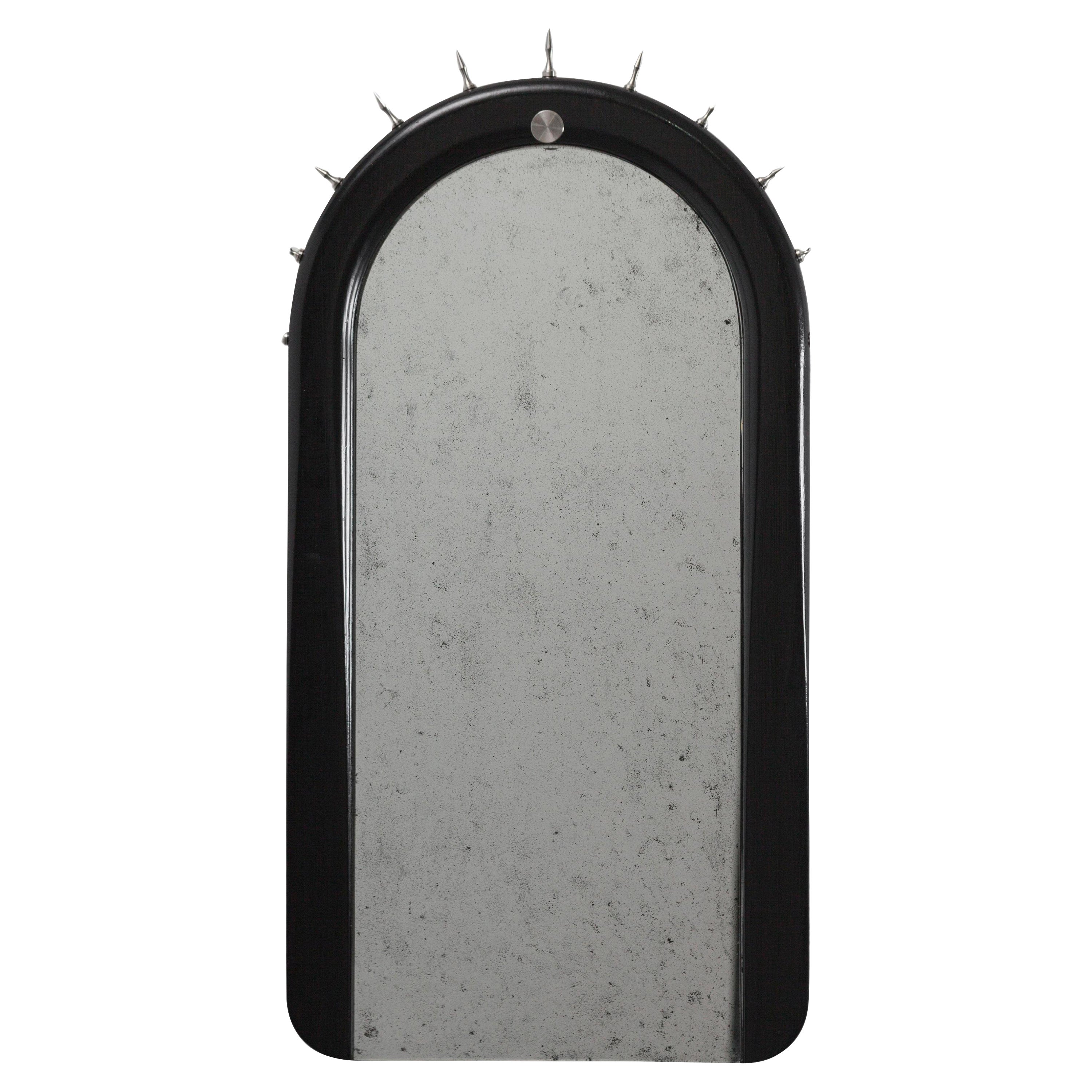 SITIERA_01 Wall Mirror in Solid Wood, Steel and Aged Mirror by ANDEAN, In Stock For Sale