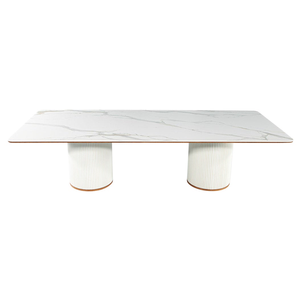 Custom Modern Porcelain Dining Table Tambour Pedestals For Sale